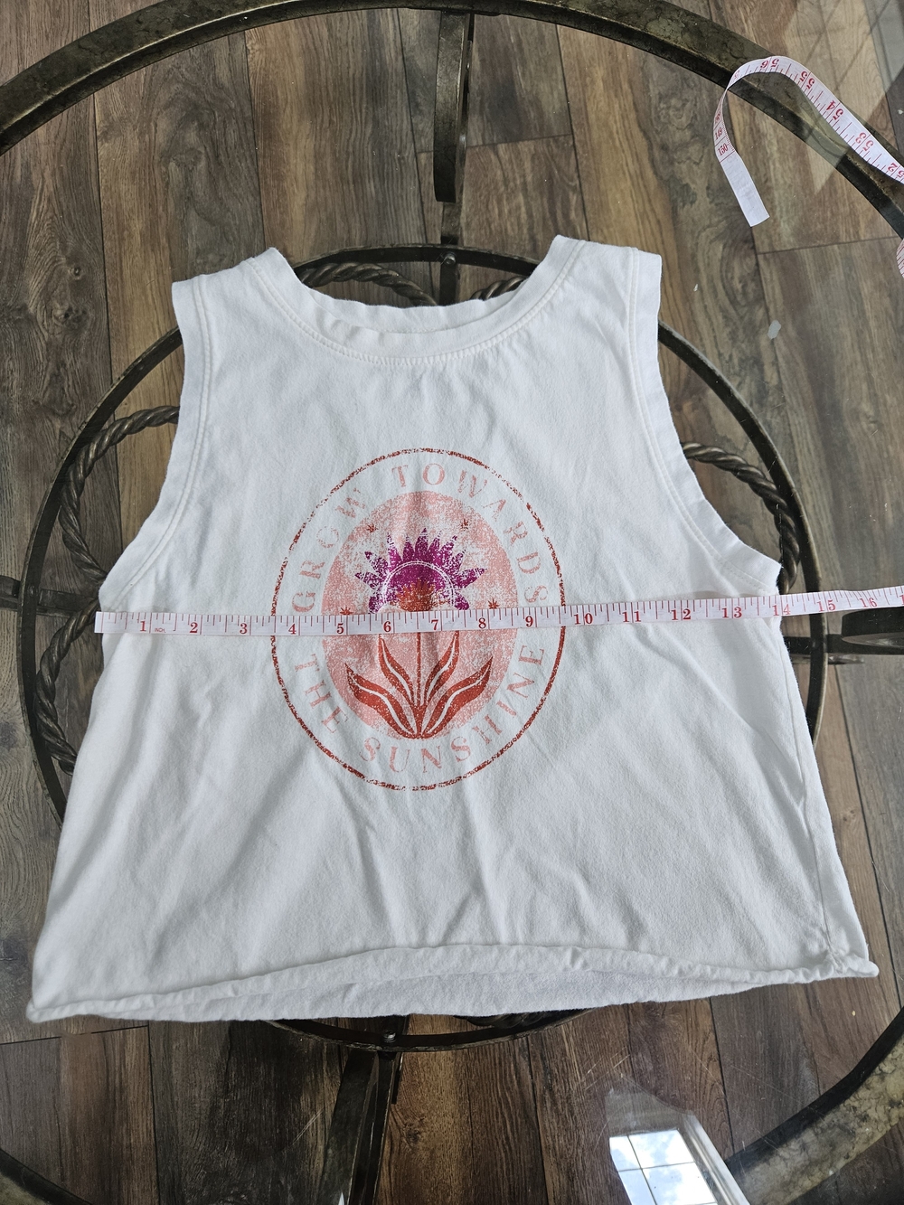 Girls' Cream Graphic Tank Top with Floral Sunburst - Picture 6 of 7